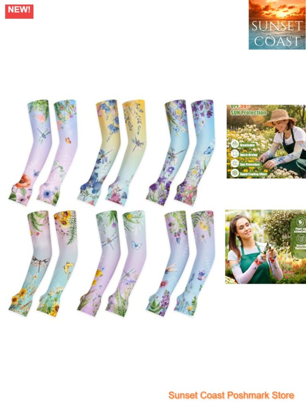 UPF 50+ Garden Arm Sleeves with Thumb Hole, Lightweight Breathable